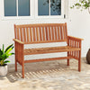 Outdoor Wood Garden Bench 2-Person Patio Park Bench with Backrest Armrests and Slatted Seat