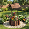 Outdoor Wooden Wishing Well Planter Bucket
