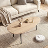 Oval Coffee Table Mid Century Center Table with Sturdy Metal Construction-Natural