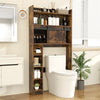Over The Toilet Storage Cabinet with Sliding Barn Door and Adjustable Shelves-Rustic Brown