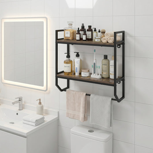 Over the Toilet Shelf Wall Mounted for Bathroom with Metal Frame-Gray