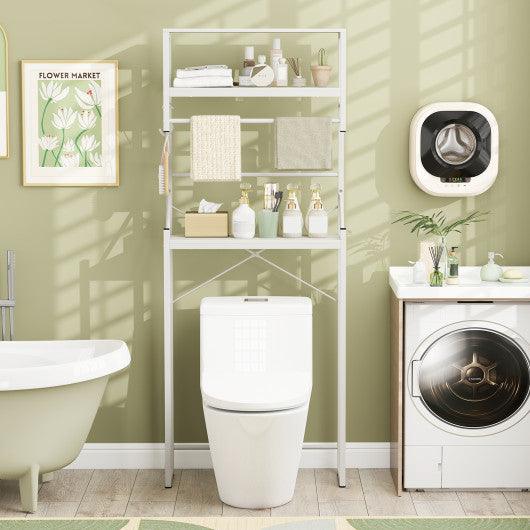 Over the Toilet Storage Rack 3-Tier Over Toilet Bathroom Organizer with Towel Holder-White