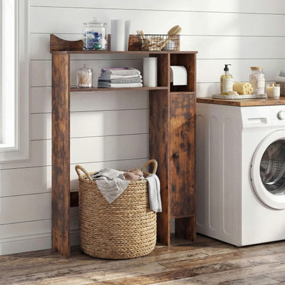 Over the Toilet Storage Cabinet with Toilet Paper Holder-Rustic Brown