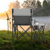 Oversized Camping Chair with Side Table and 2 Storage Pockets-Gray