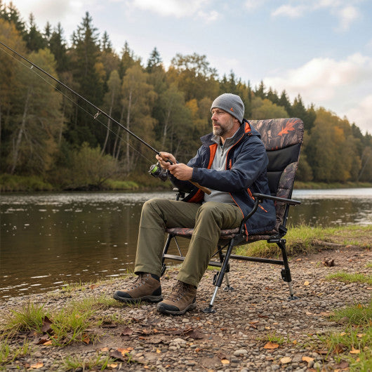 Oversized Foldable Fishing Chair for Adults with Armrest-Multicolor