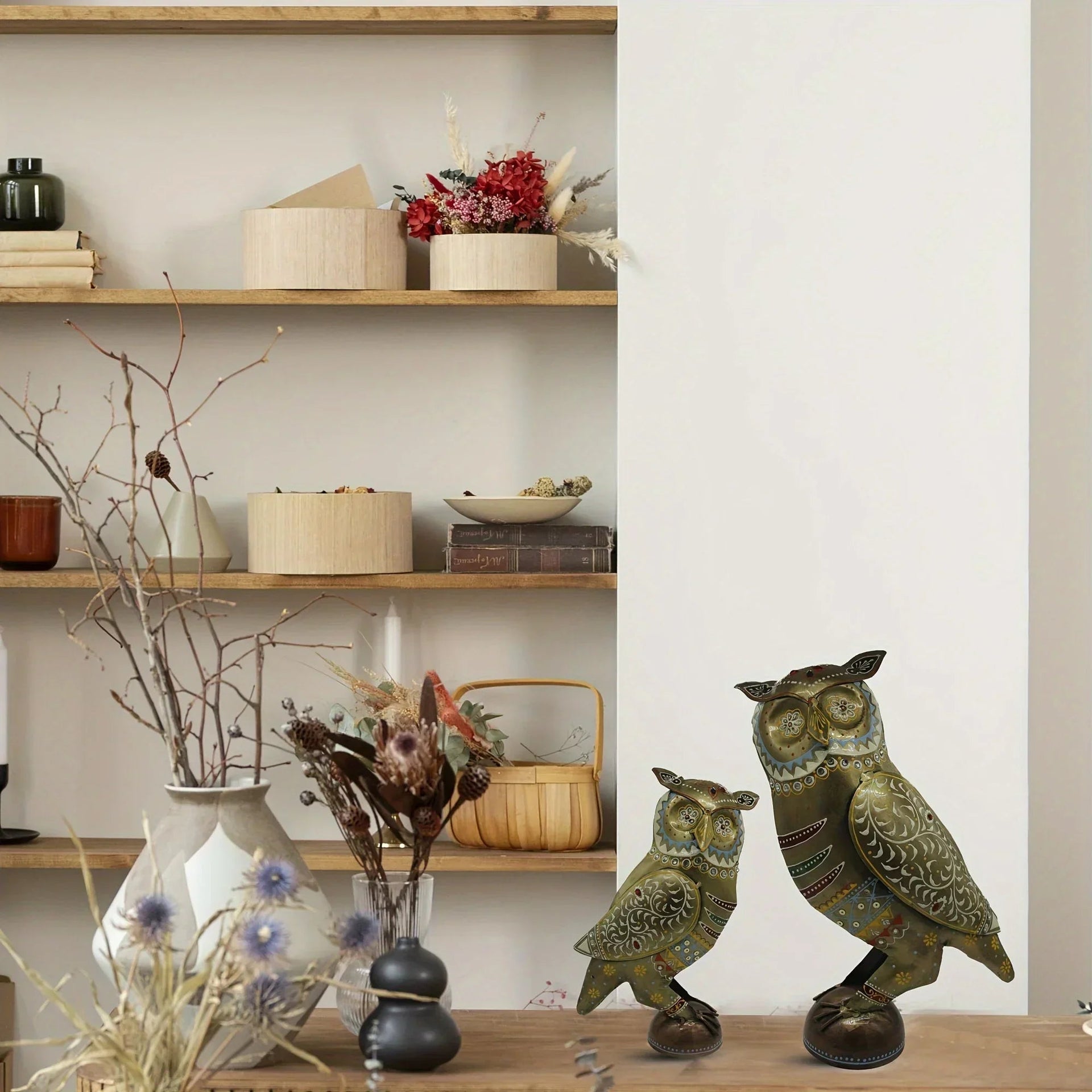 Owl Statue - Decorative Metal Gold Miniature