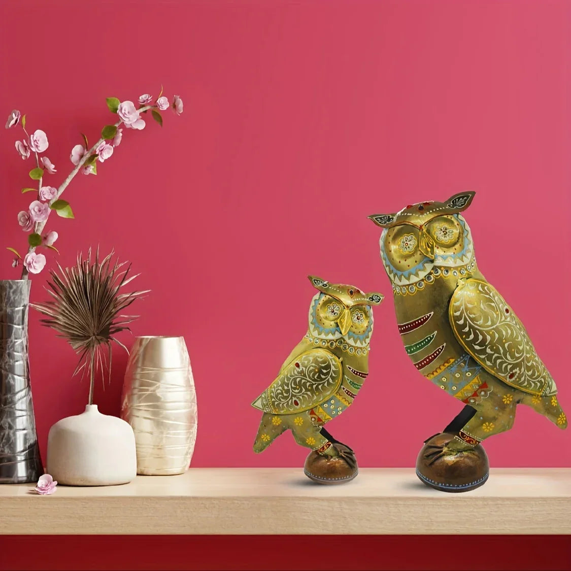 Owl Statue - Decorative Metal Gold Miniature