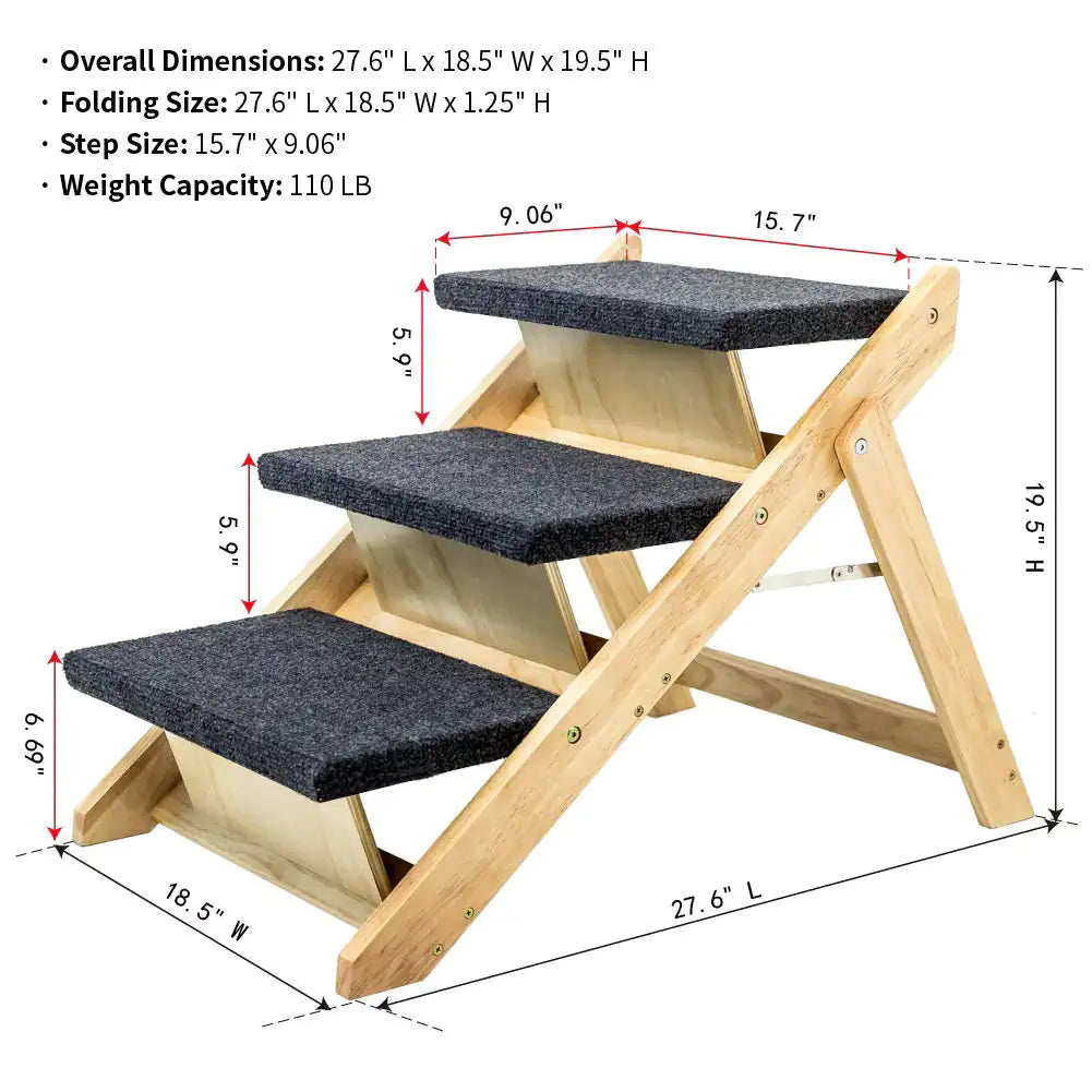 3-Tier Wood Pet Steps and Ramp