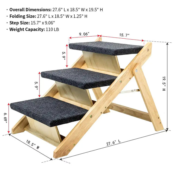 3-Tier Wood Pet Steps and Ramp