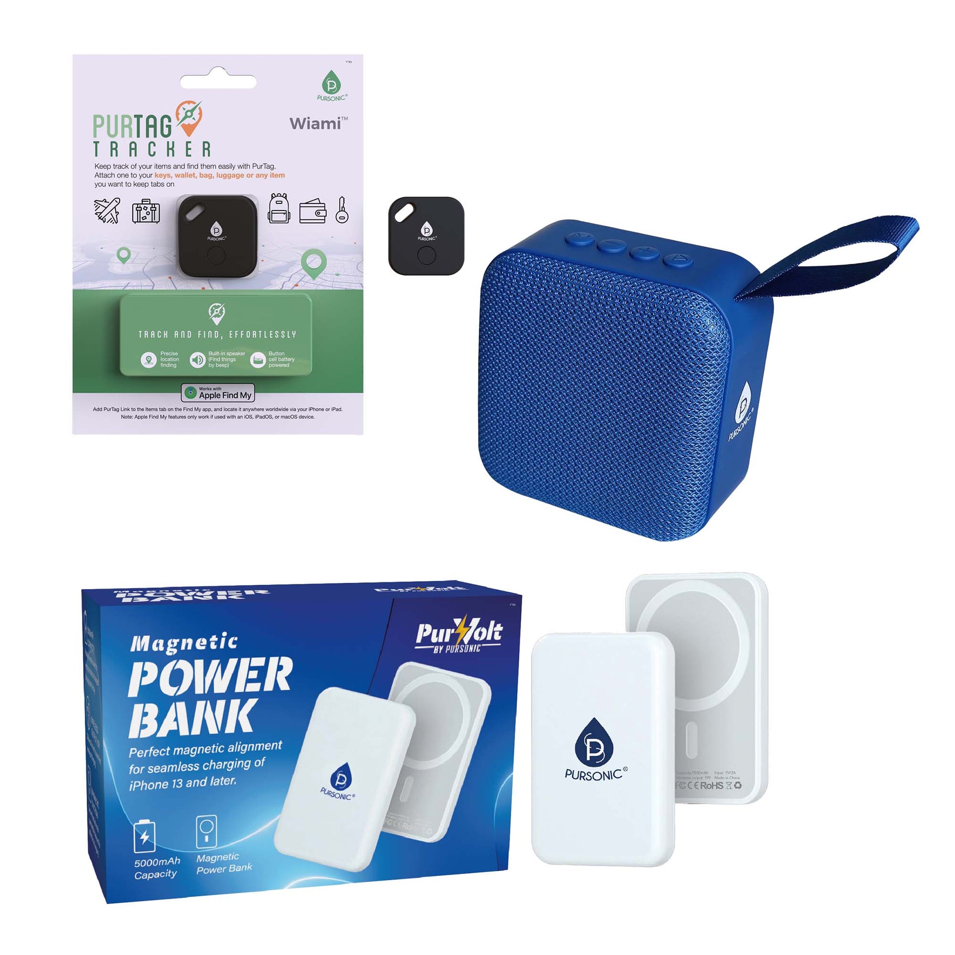 ✈️🔋🎵 Pursonic Travel Essentials Bundle: Stay Connected, Secure, and Entertained on the Go! 🚦🧳 Pursonic