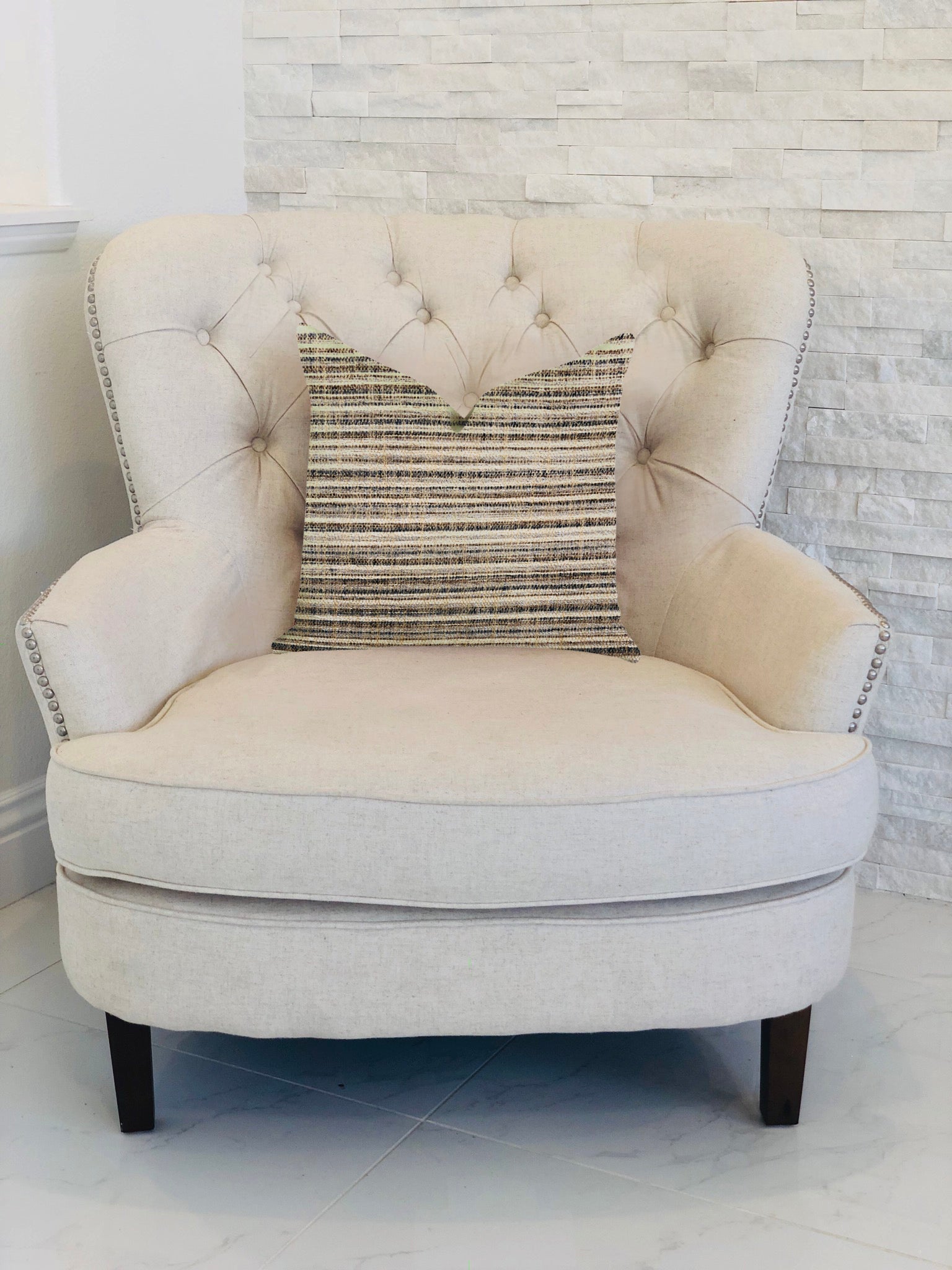 Skyway Lines Luxury Brown-Beige Multi Tones Throw Pillow