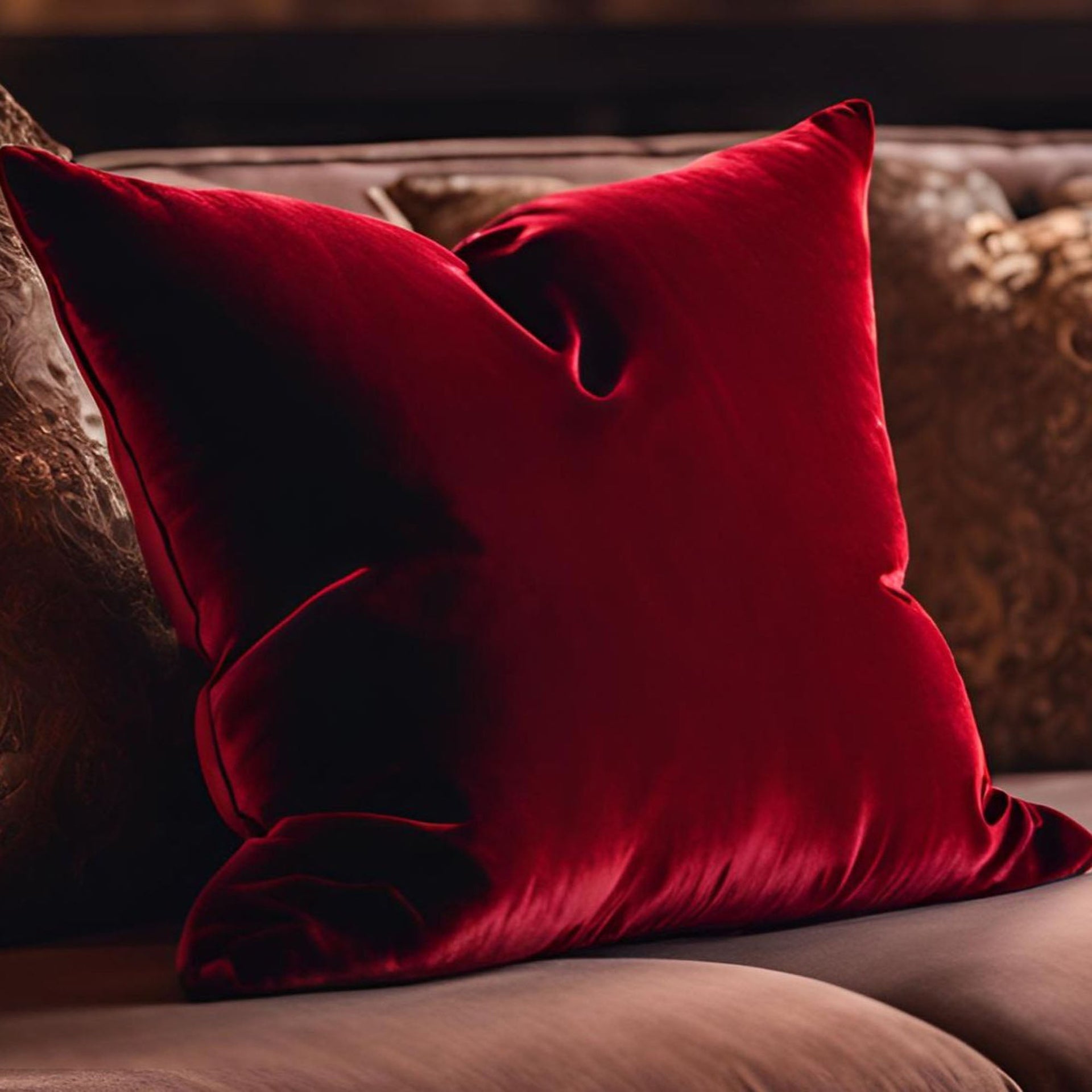 Amber Rose Luxury Throw Pillow in Red