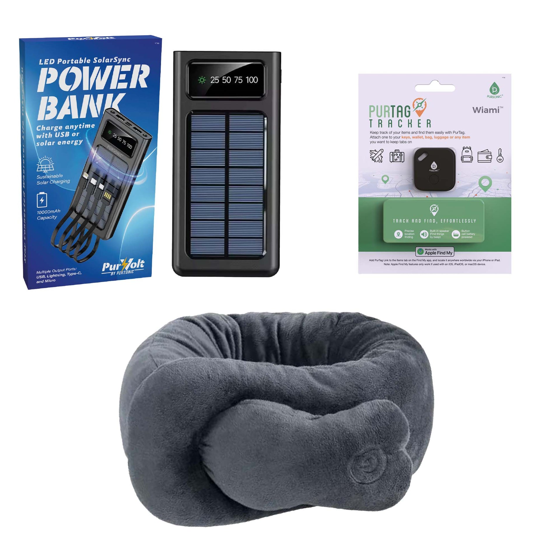 ✈️✨ Pursonic Ultimate Travel Comfort Bundle: Stay Relaxed, Powered Up, and Organized on Every Journey! 🧳🔋🧠 Pursonic