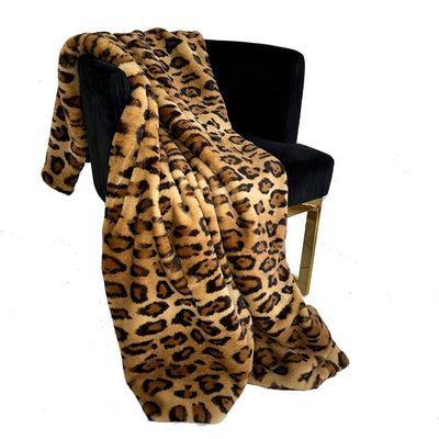 Plutus Brown Jaguar Faux Fur Luxury Throw Blanket