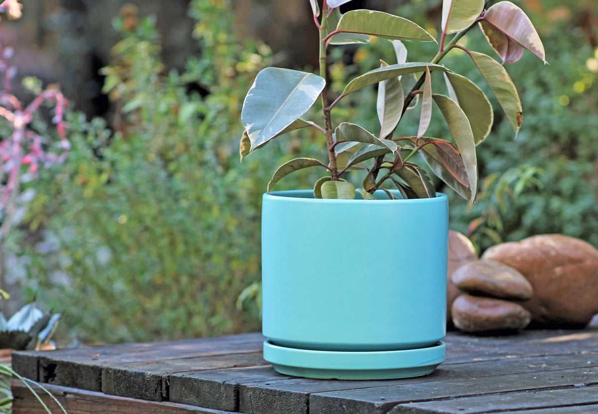 Mid Modern Planter With Detached Saucer By Plantatorem