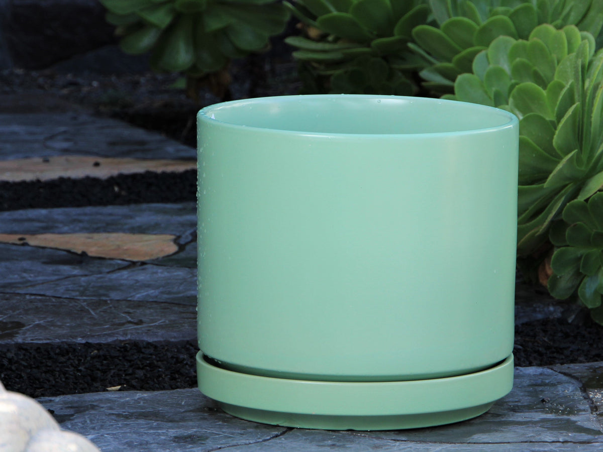 Mid Modern Planter With Detached Saucer By Plantatorem