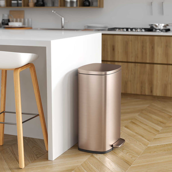 13.2 Gallon / 50 Liter Rose Gold SoftStep Rectangular Composite Step Trash Can with AbsorbX