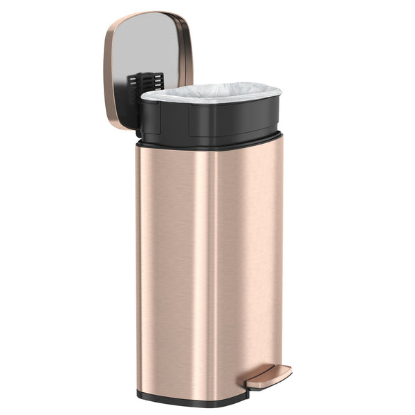 13.2 Gallon / 50 Liter Rose Gold SoftStep Rectangular Composite Step Trash Can with AbsorbX