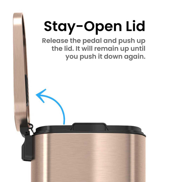 13.2 Gallon / 50 Liter Rose Gold SoftStep Rectangular Composite Step Trash Can with AbsorbX