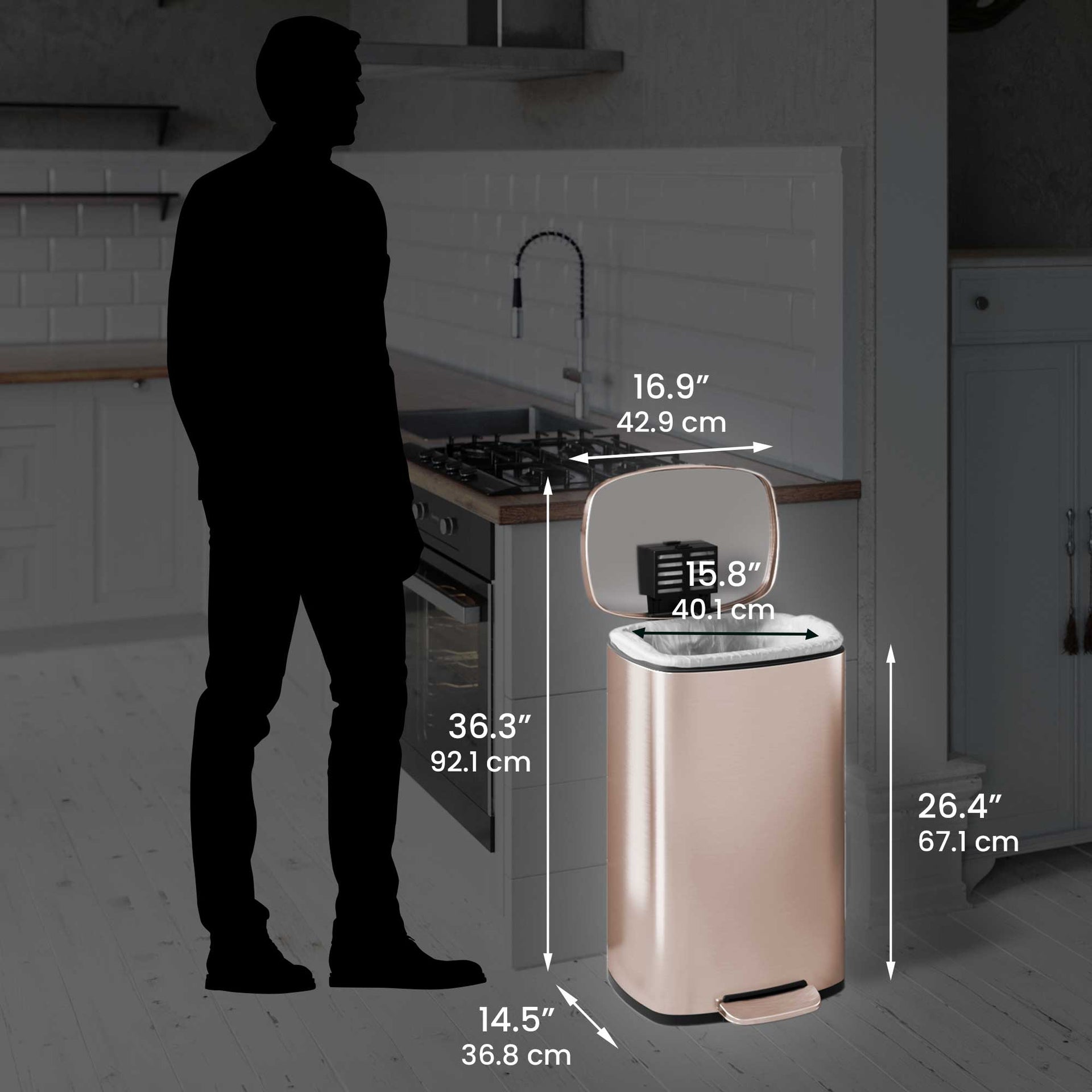 13.2 Gallon / 50 Liter SoftStep Rose Gold Step Pedal Trash Can