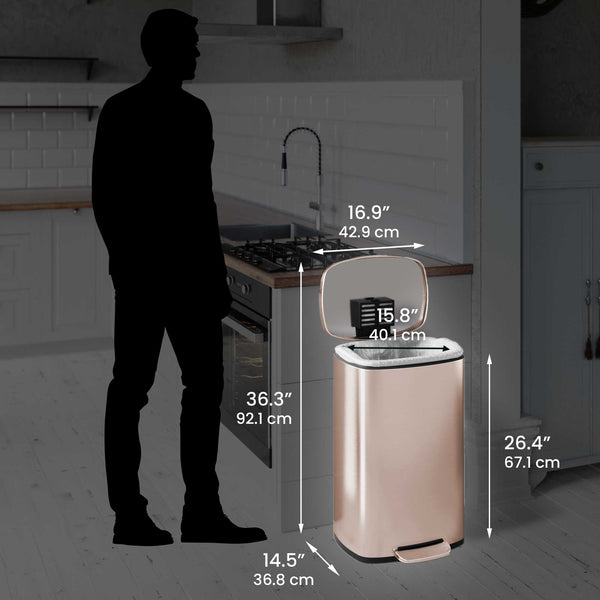13.2 Gallon / 50 Liter Rose Gold SoftStep Rectangular Composite Step Trash Can with AbsorbX