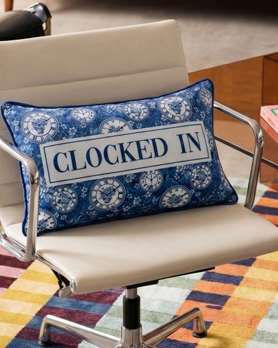 clocked in pillow