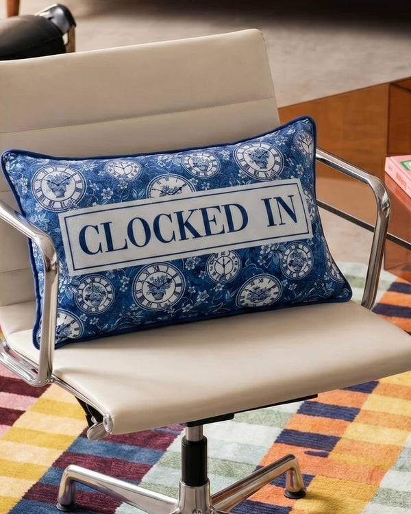 clocked in pillow