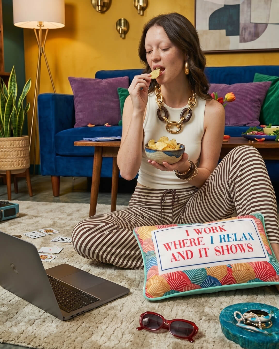 i work where i relax and it shows pillow