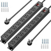 CRST 2-Pack 8-Outlet Heavy Duty Metal Power Strip, 2100J Surge, Mountable, SGS Certified - Black