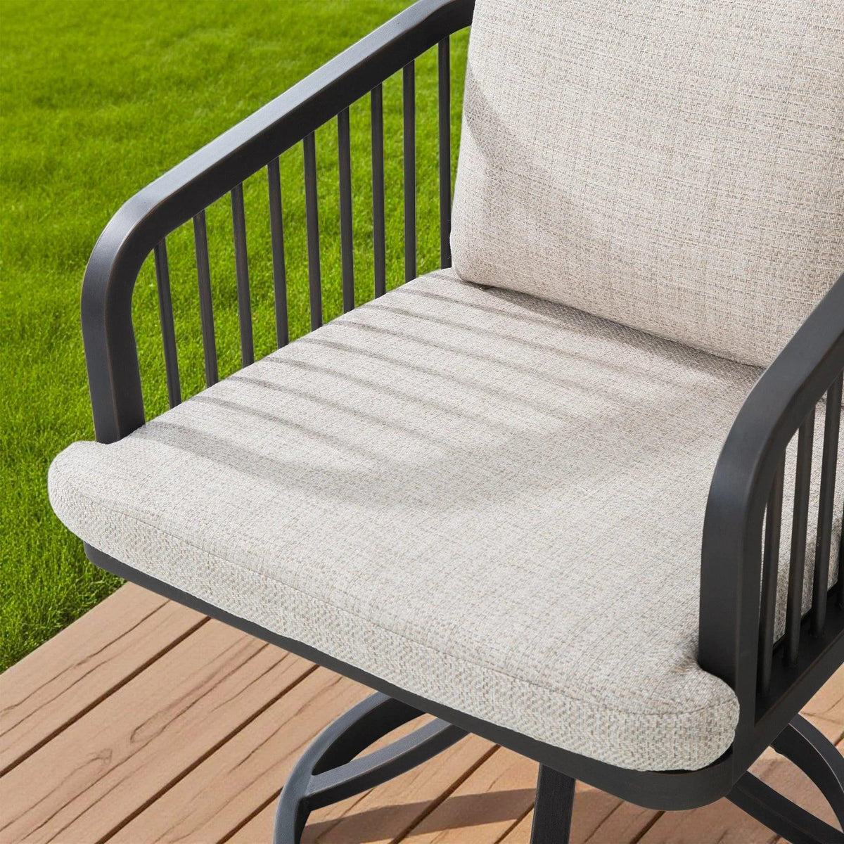 Asheville 7 Pieces Patio Round Dining Set With Swivel Rocking Chair