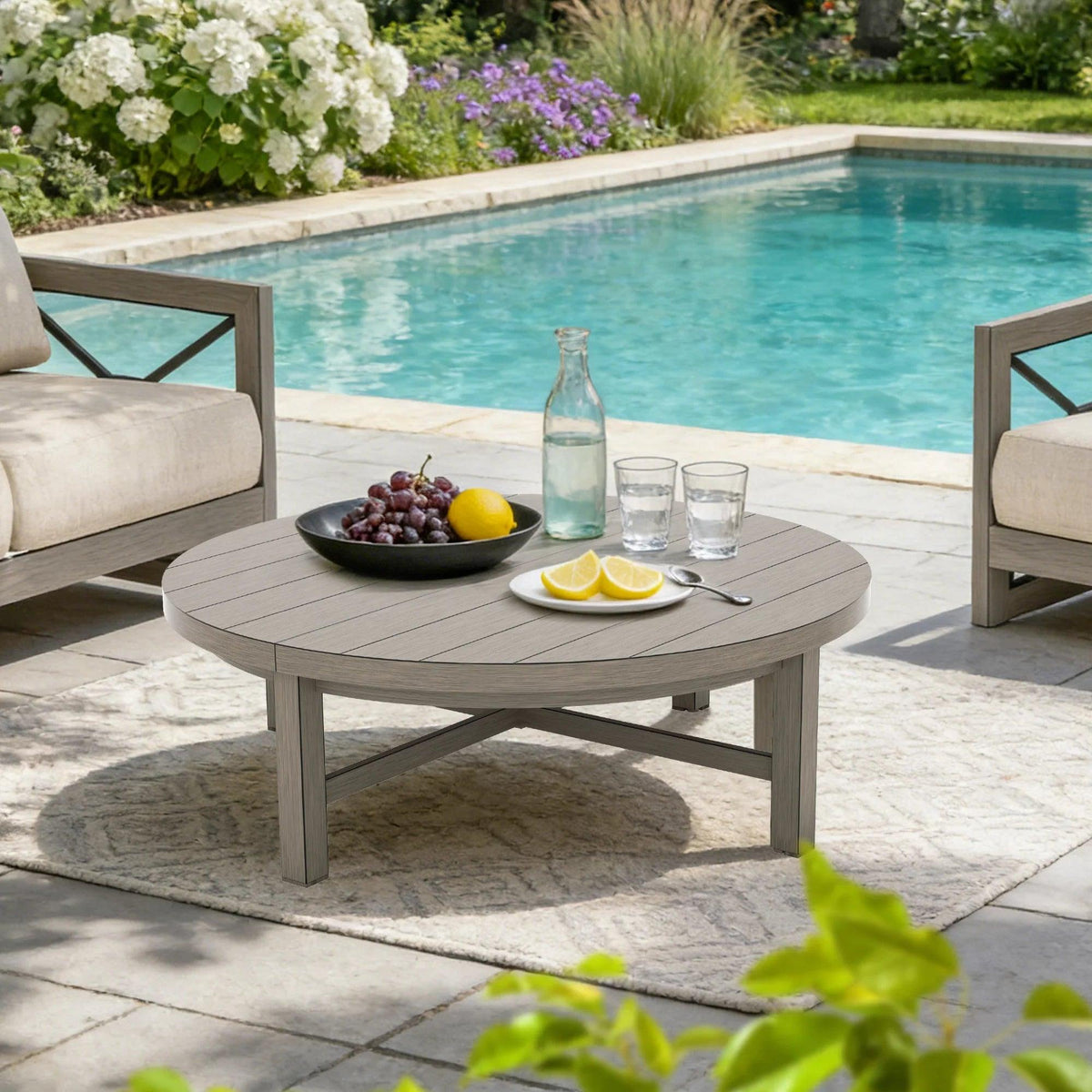 Marindo 4 Pieces Patio Conversation Sets With Round Coffee Table