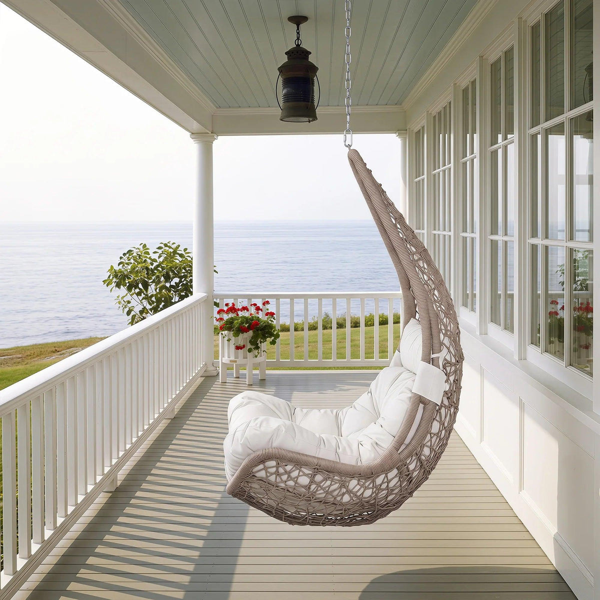 Peakhome Furnishings Outdoor Patio Wicker Swing Chair Without Stand