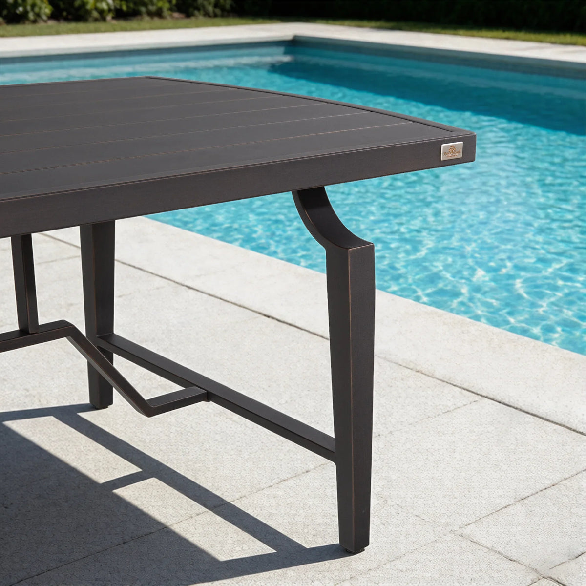 Tamarin Aluminum Patio Rectangular Dining Table and 6 Dining Swivel Chair