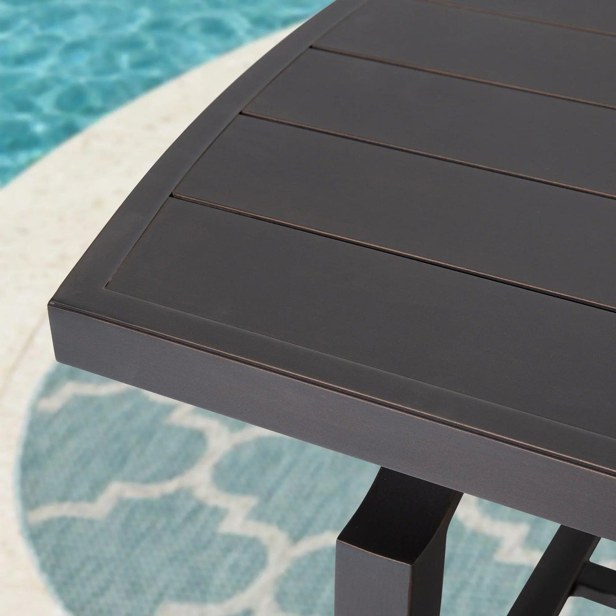 Tamarin Aluminum Patio Rectangular Dining Table and 6 Dining Swivel Chair