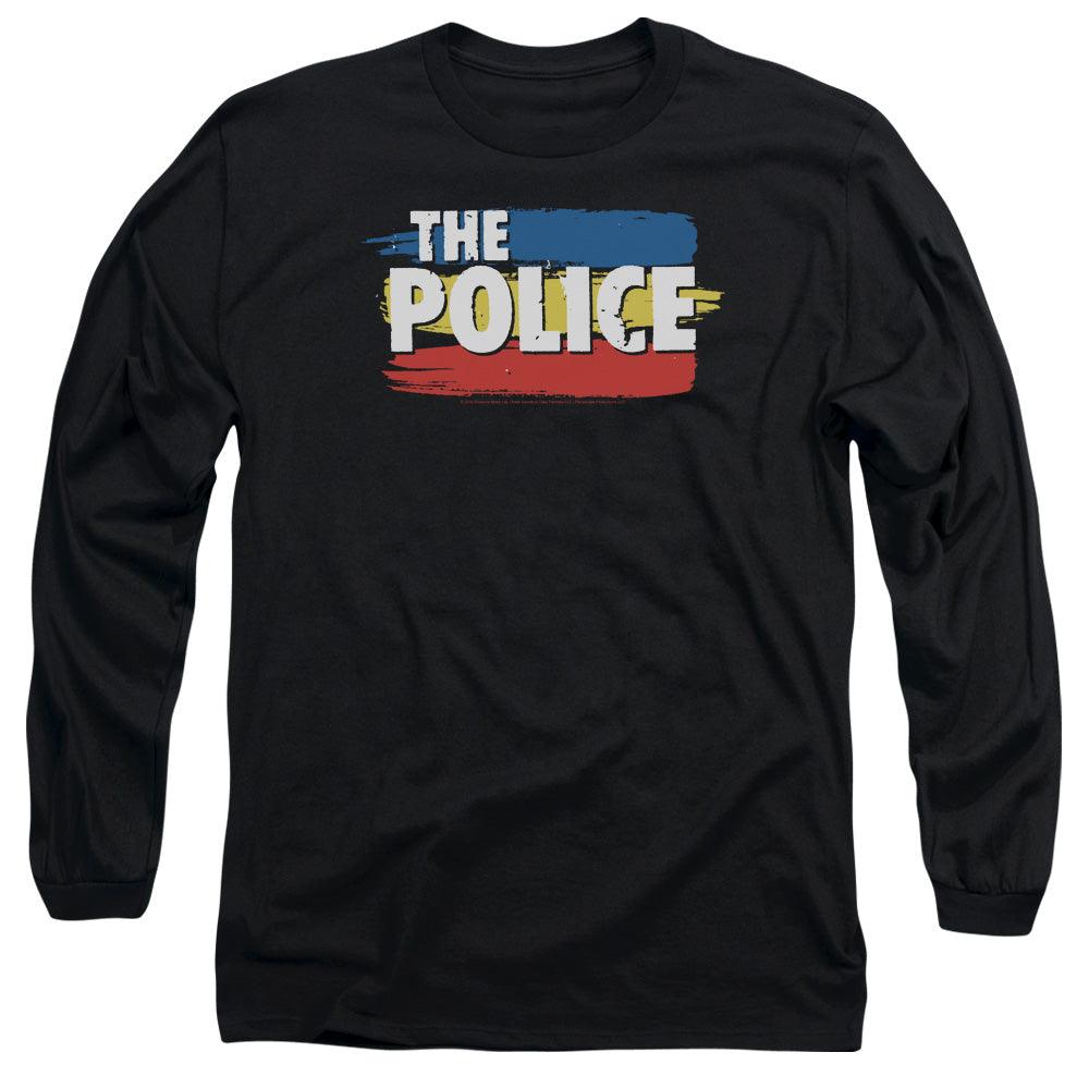 The Police Three Stripes Logo Mens Long Sleeve Shirt Black Officially Licensed