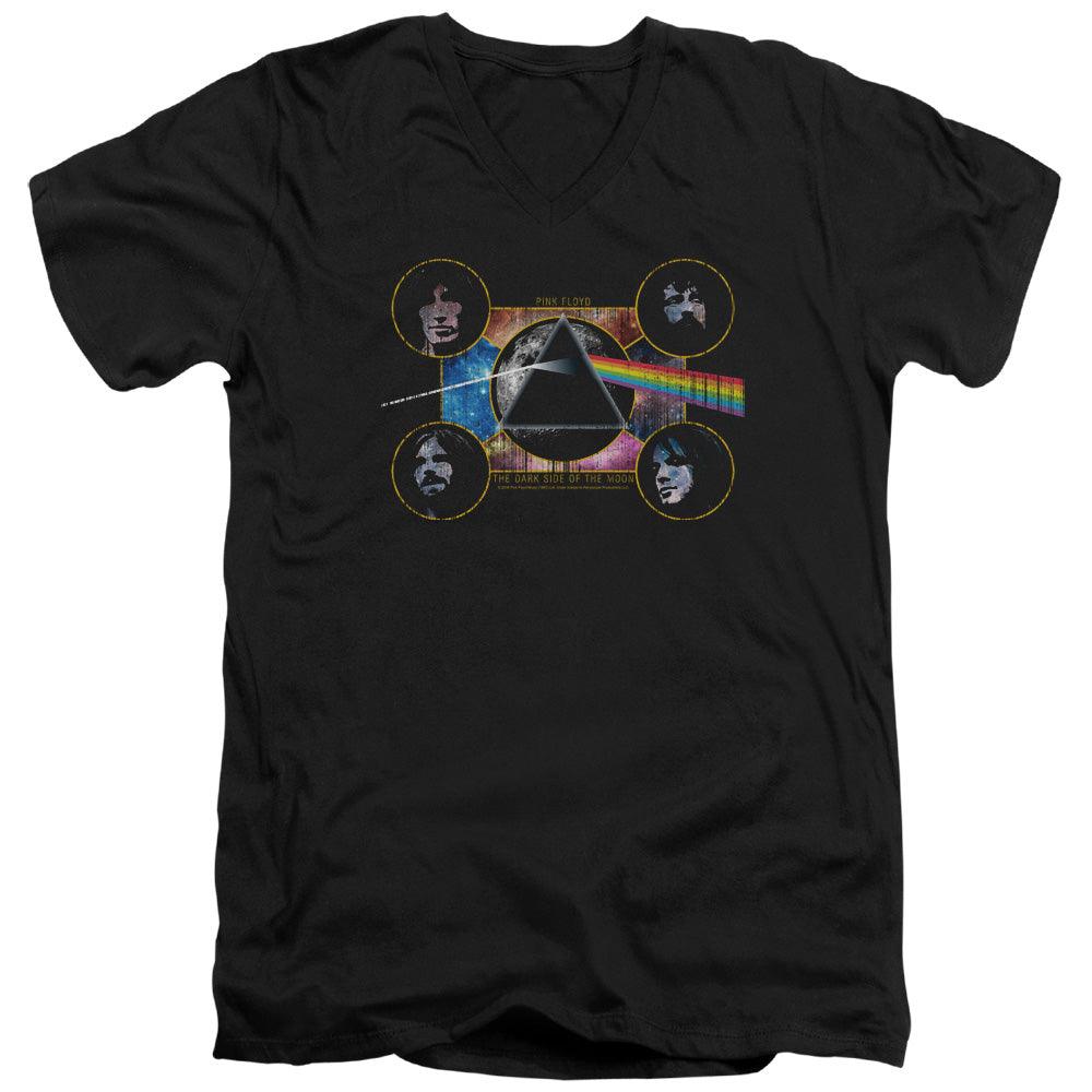 Pink Floyd Dark Side Heads Mens Slim Fit V-Neck T Shirt Black