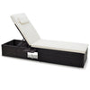 PE Rattan Chaise Lounge with Adjustable Backrest and Foldable Side Table Outdoor-White