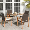 PE Rattan Outdoor Patio Dining Chair Set of 4 with Removable Cushion and Acacia Wood Armrests-White