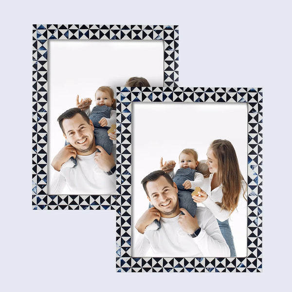 Picture Frames Marquet Indigo Pattern Resin Inlay Collection in 8 Sizes, Pack of 2