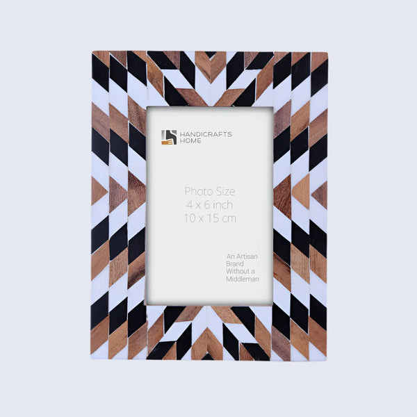 Herringbone Pattern Wood & Resin Inlay Picture Frame - 4x6 & 5x7