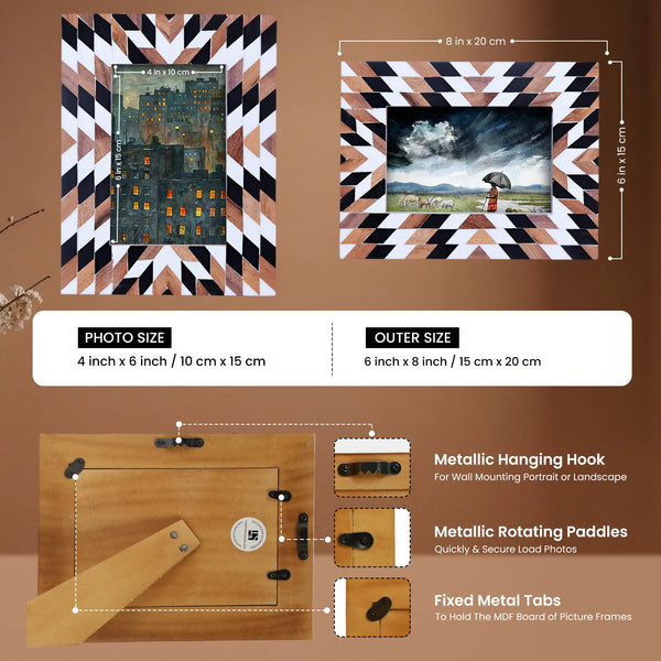 Herringbone Pattern Wood & Resin Inlay Picture Frame - 4x6 & 5x7