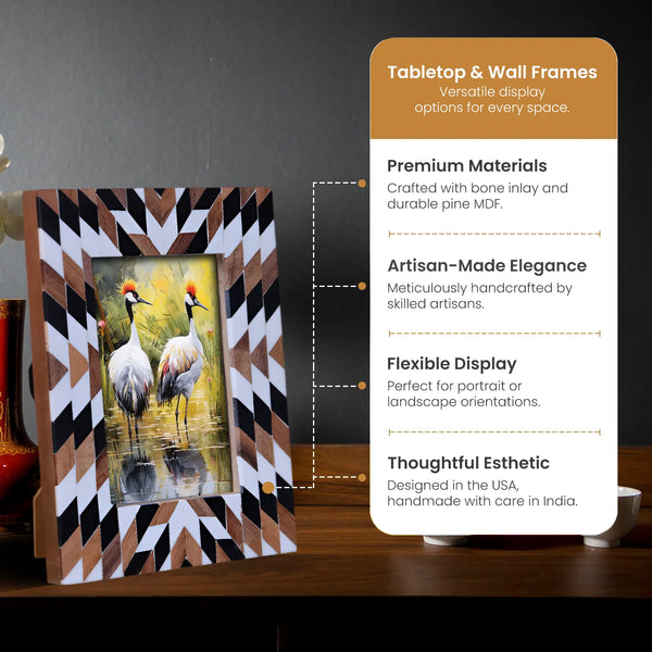 Herringbone Pattern Wood & Resin Inlay Picture Frame - 4x6 & 5x7