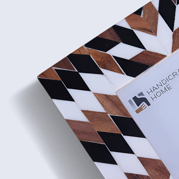 Herringbone Pattern Wood & Resin Inlay Picture Frame - 4x6 & 5x7