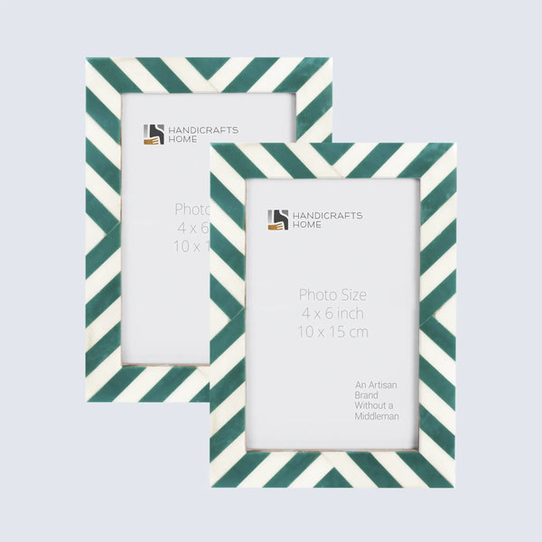 Picture Frames Candy Cane Mint Pattern Resin Inlay Collection in 3 Sizes, Pack of 2