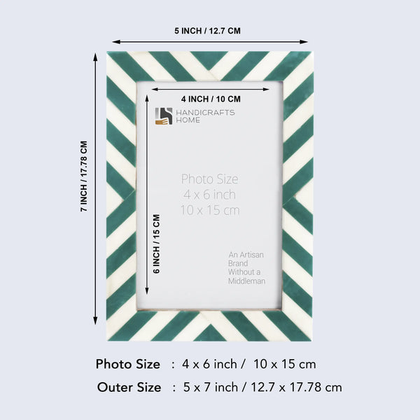 Picture Frames Candy Cane Mint Pattern Resin Inlay Collection in 3 Sizes, Pack of 2