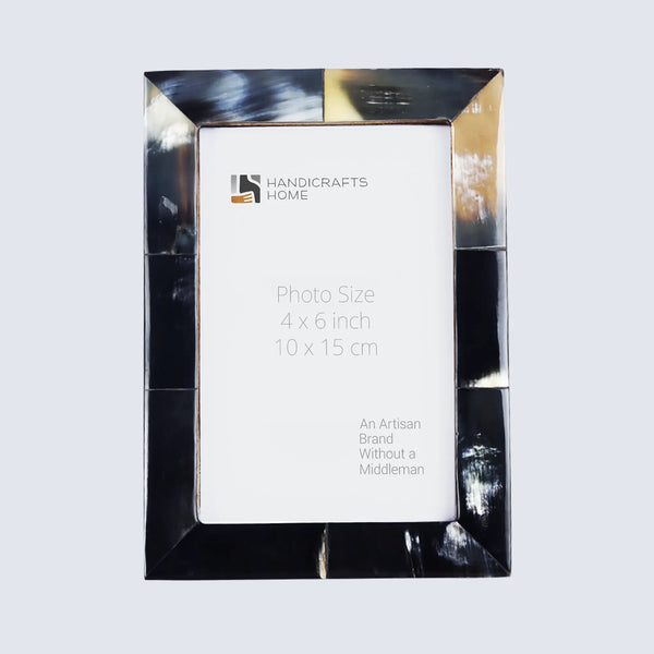 Picture Frames Essence Pattern Horn Inlay Collection in 3 Sizes, Black
