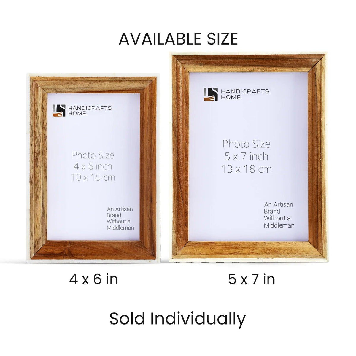 Picture Frame Fairground Exhibit Collection Bone Inlay & Wood Natural – 4x6 & 5x7