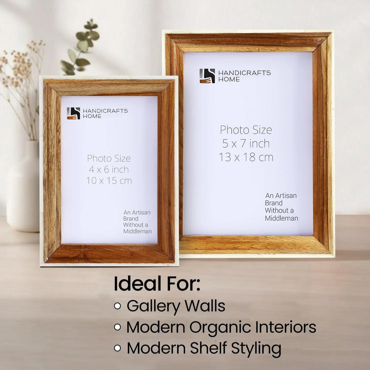 Picture Frame Fairground Exhibit Collection Bone Inlay & Wood Natural – 4x6 & 5x7