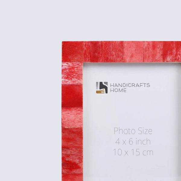 Picture Frames Classic Pattern Bone Inlay Collection in 3 Sizes, Pack of 2 - Red
