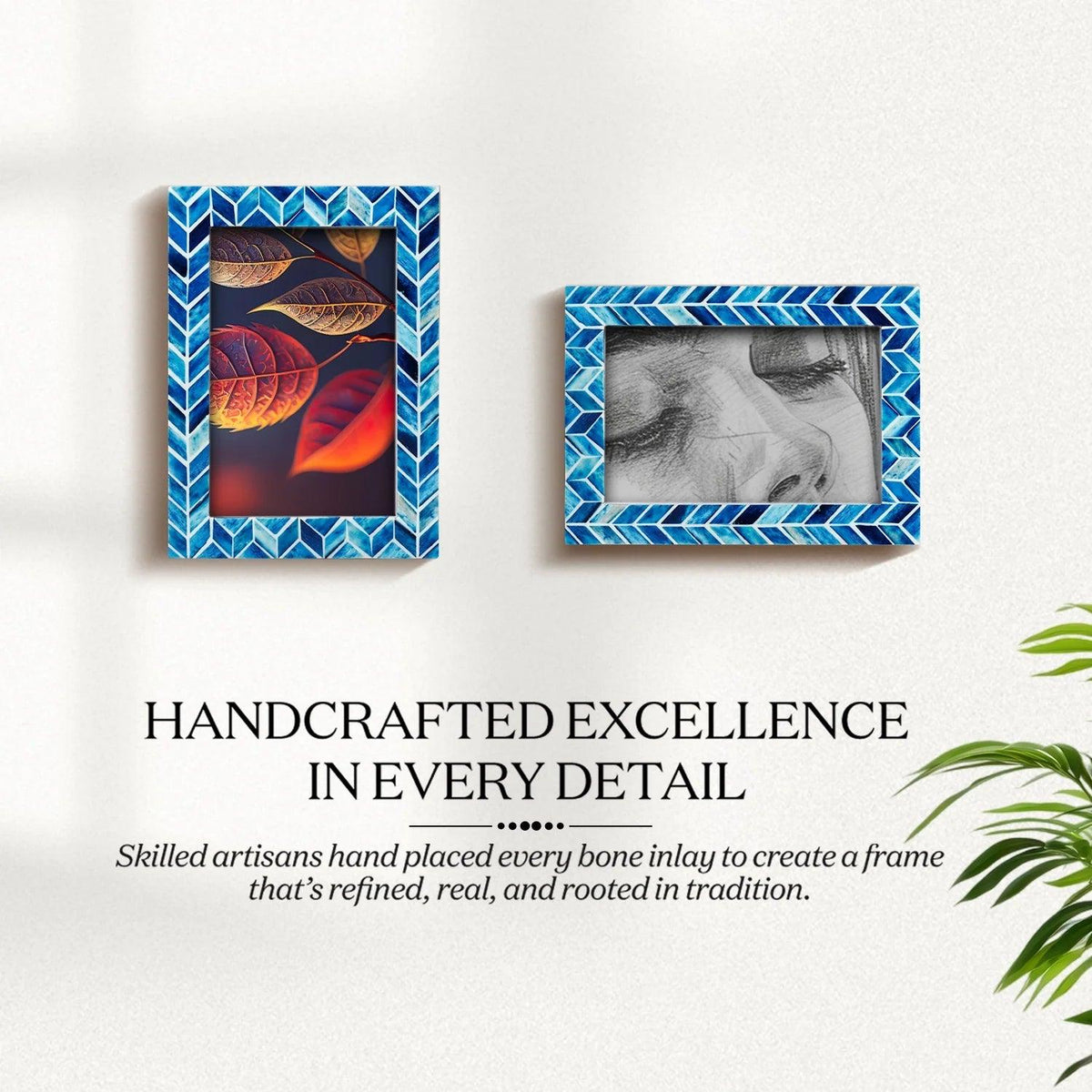 Picture Frame Arctic Ice Pattern Collection Resin inlay Blue & White 4x6, 5x7 & 8x10